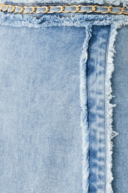 SKYWARD LINKED DENIM CROP SKORT