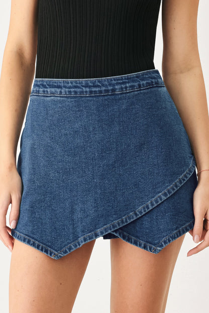 ASYMMETRIC DENIM SKORT