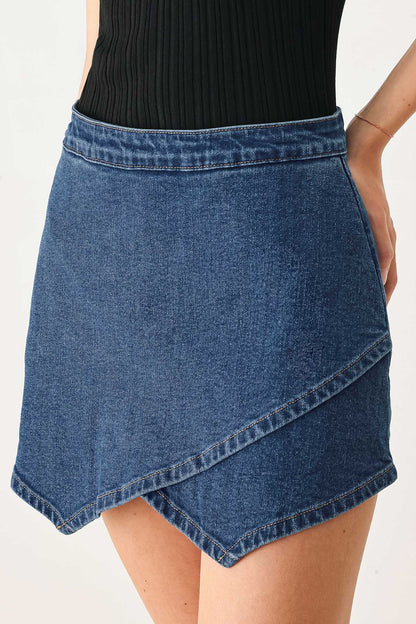ASYMMETRIC DENIM SKORT