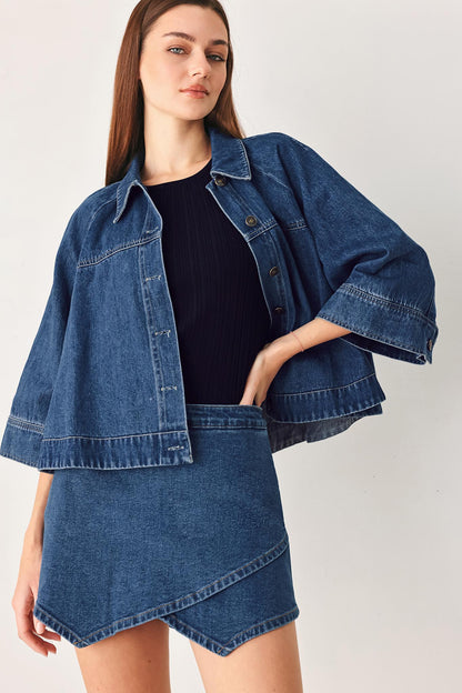 ASYMMETRIC DENIM SKORT