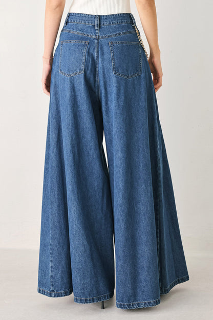STATEMENT BLUE WIDE LEG DENIM PANTS
