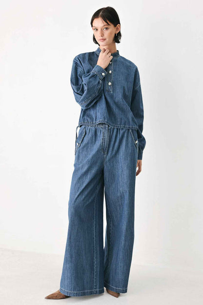INDIGO COMFORT LINE DENIM PANTS