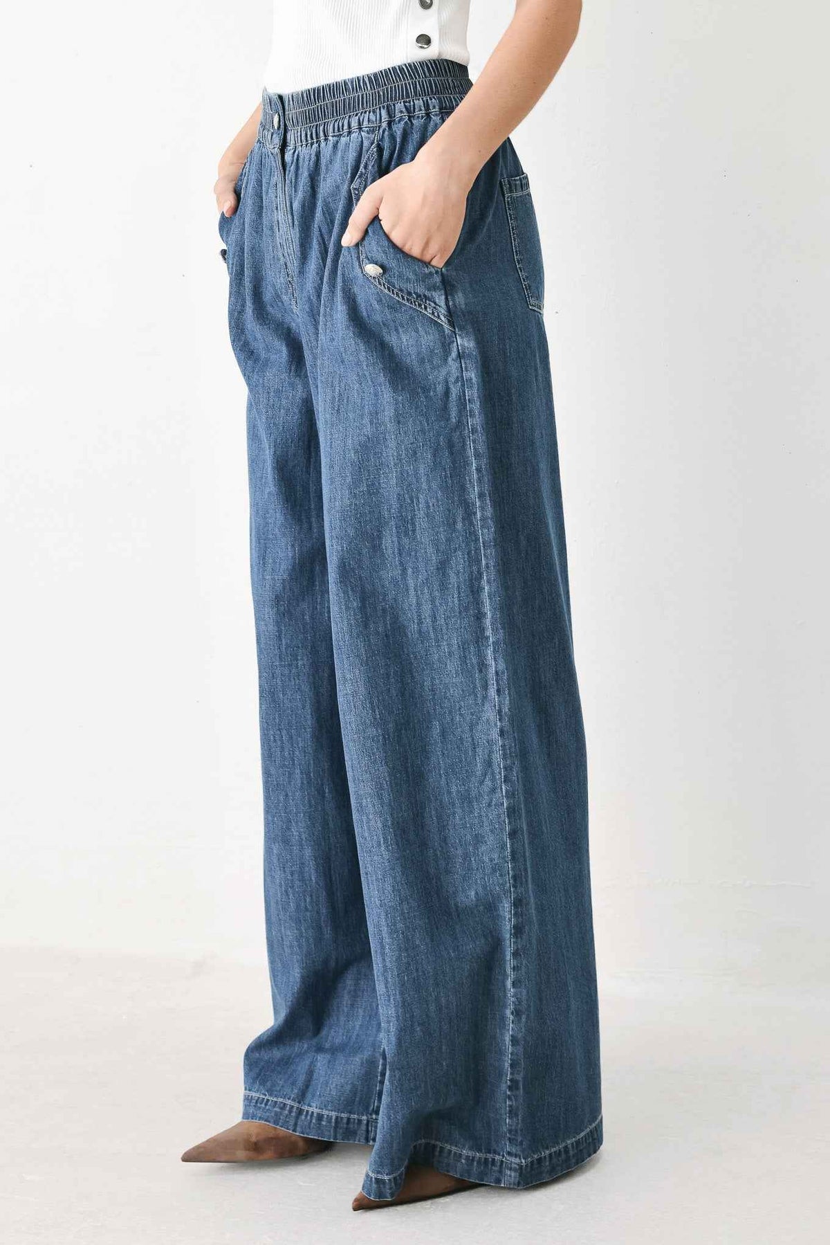 INDIGO COMFORT LINE DENIM PANTS