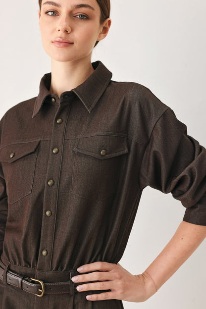 RICH COCOA WOVEN ROMPER
