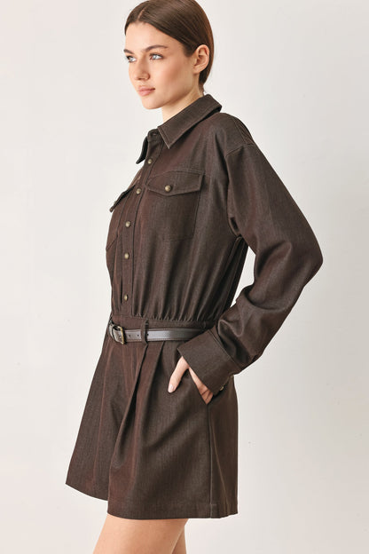 RICH COCOA WOVEN ROMPER