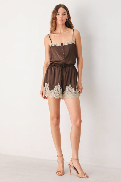 VINTAGE MOCHA WOVEN ROMPER