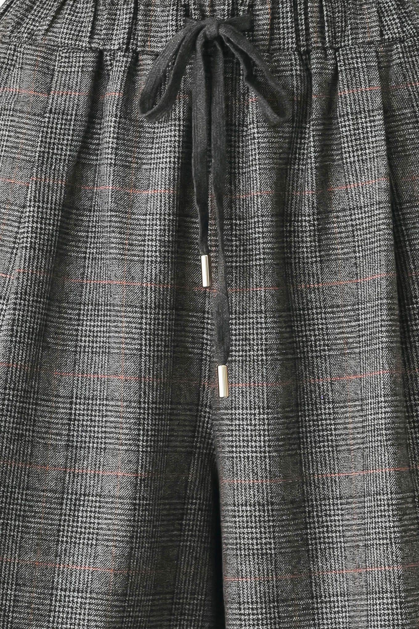OFF THE CLOCK PLAID DRAWSTRING WIDE LEG PANTS