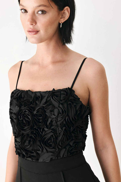 ROSE ALL NIGHT ROSETTE WIDE LEG JUMPSUIT