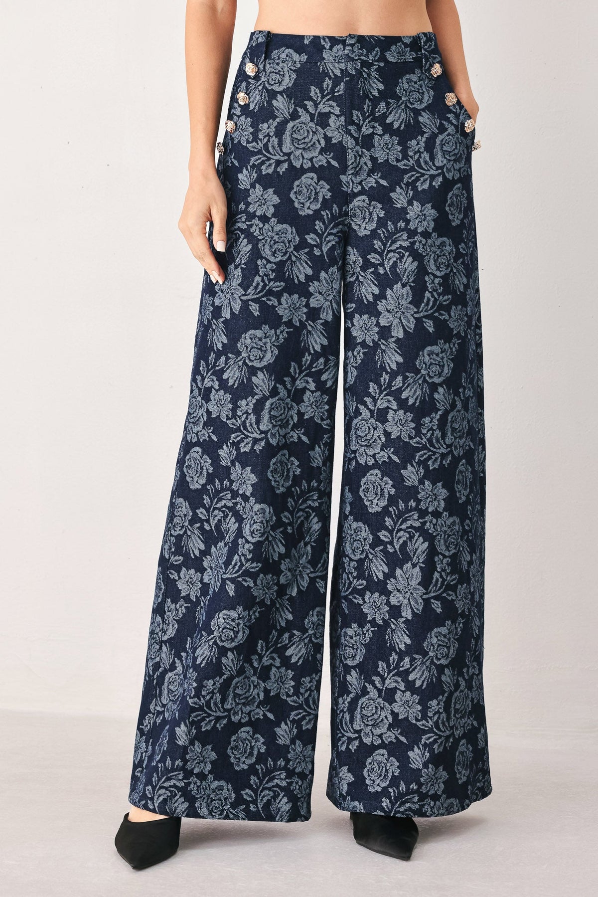 PANTALONES DE MEZCLILLA JACQUARD MIDNIGHT ROSE
