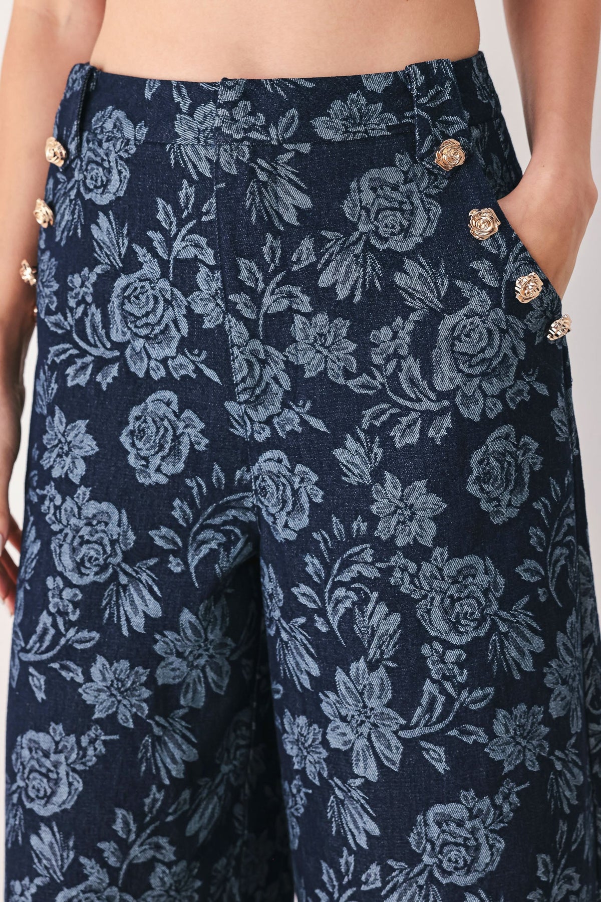 PANTALONES DE MEZCLILLA JACQUARD MIDNIGHT ROSE