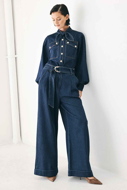 DEEP INDIGO MODERN MUSE DENIM PANTS