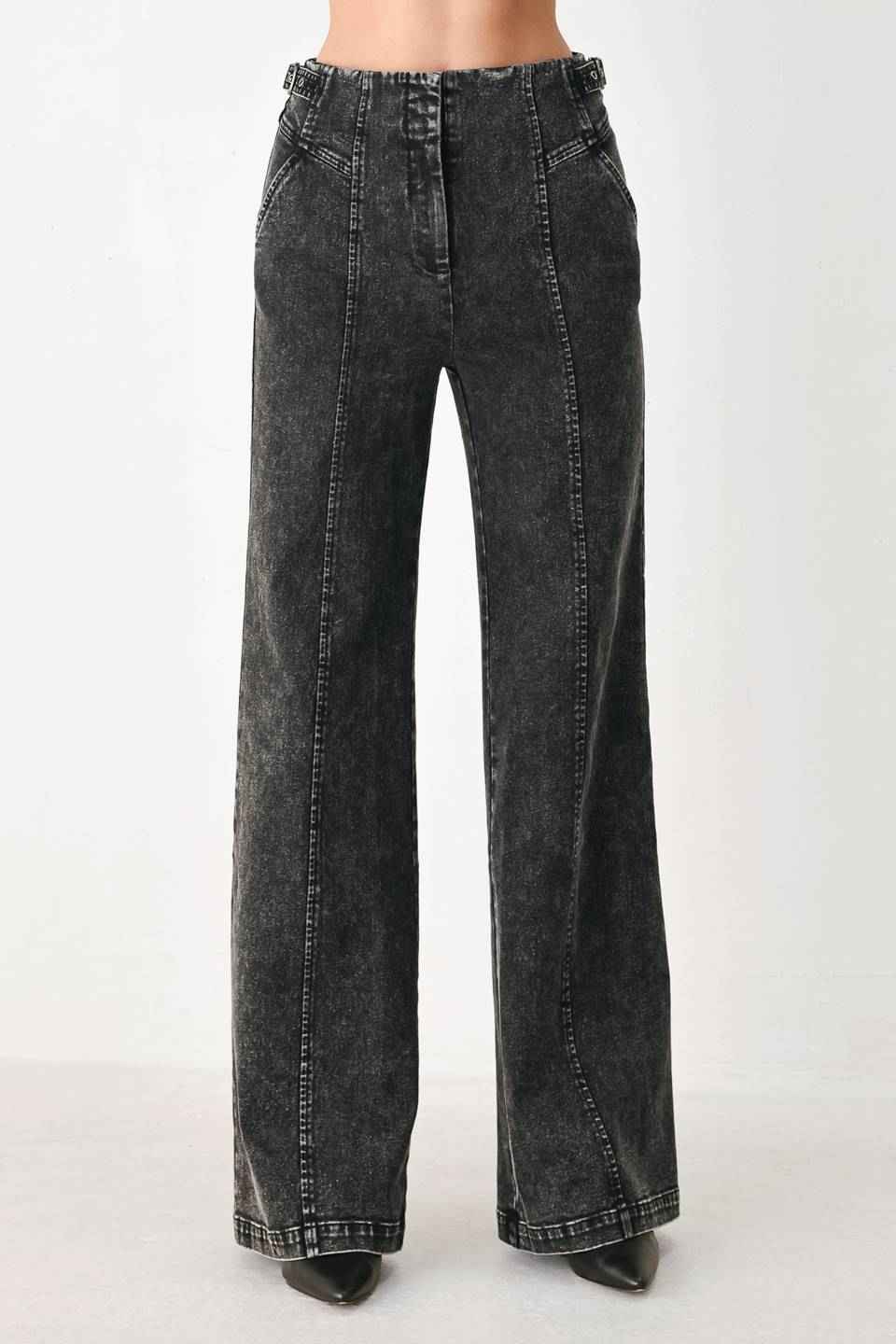 CITY LIMITS BLACK DENIM WIDE LEG PANTS