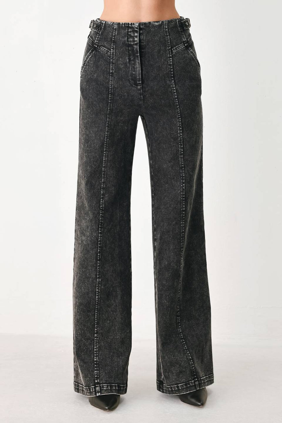 CITY LIMITS BLACK DENIM WIDE LEG PANTS