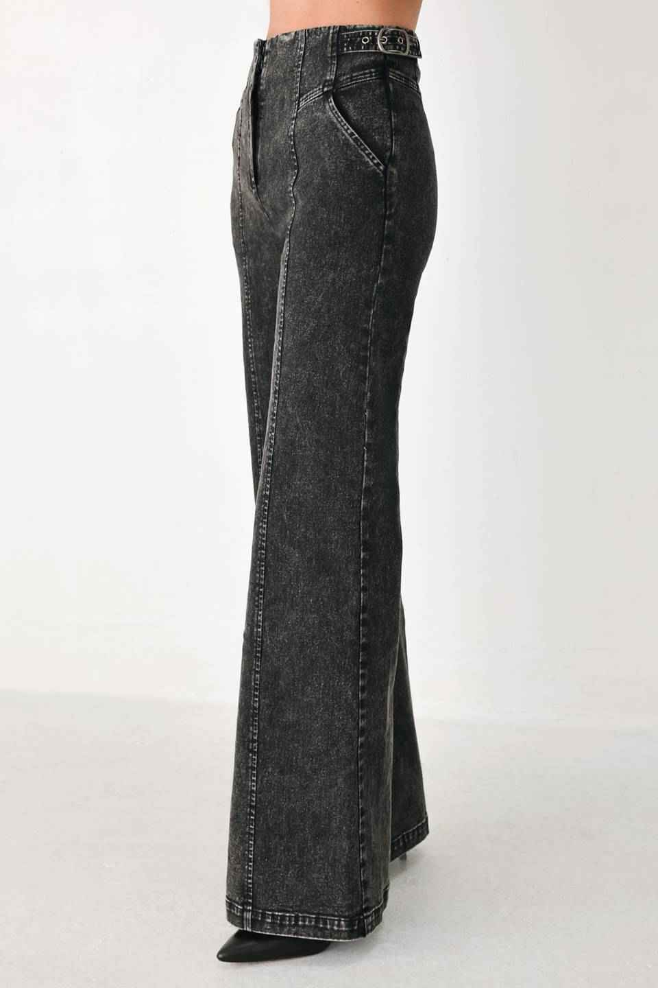 CITY LIMITS BLACK DENIM WIDE LEG PANTS