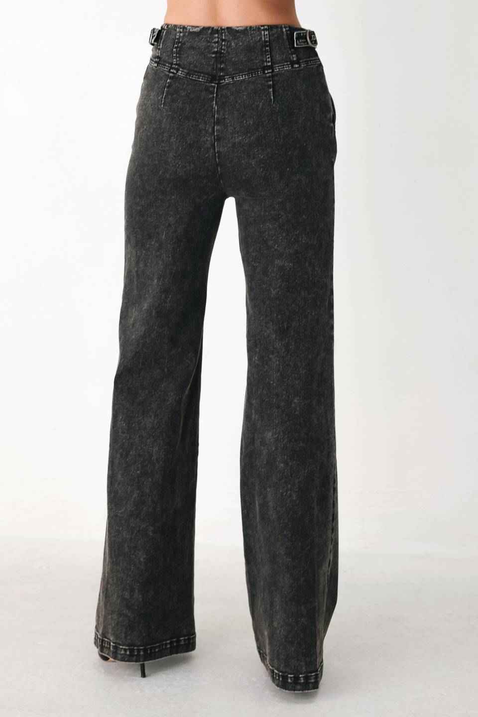 CITY LIMITS BLACK DENIM WIDE LEG PANTS