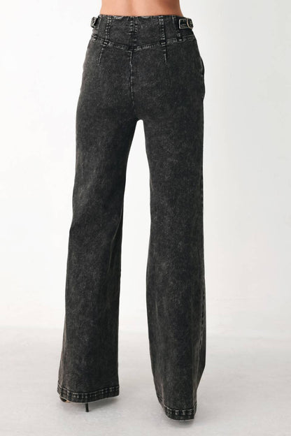 CITY LIMITS BLACK DENIM WIDE LEG PANTS