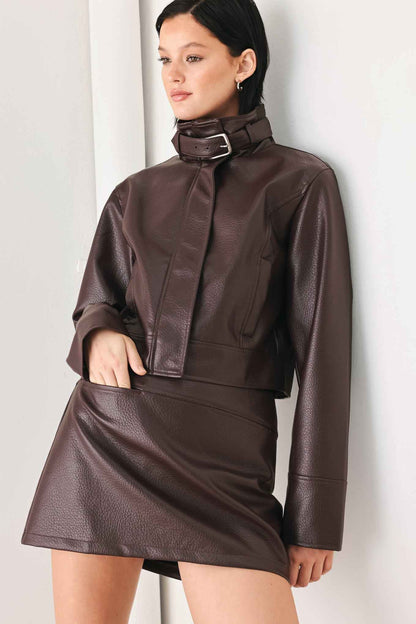 REBEL ROMANCE FAUX LEATHER SKORT