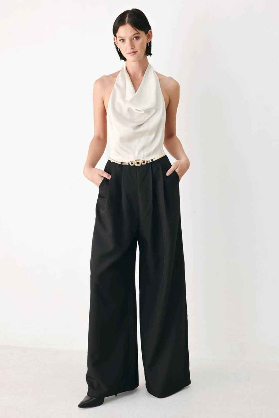 BLACK & CREAM POISE WOVEN JUMPSUIT