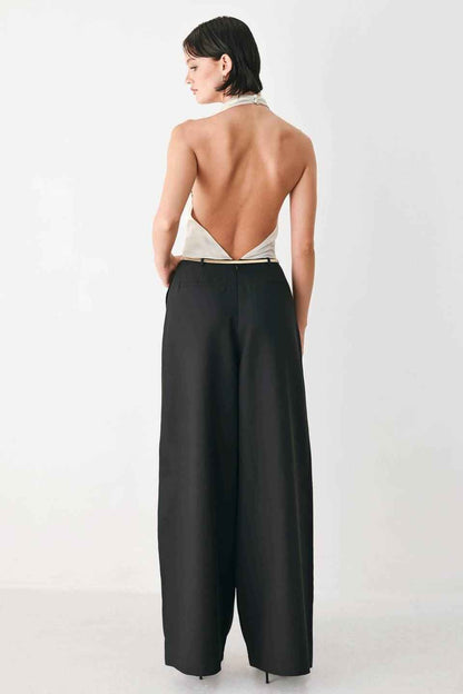 BLACK & CREAM POISE WOVEN JUMPSUIT