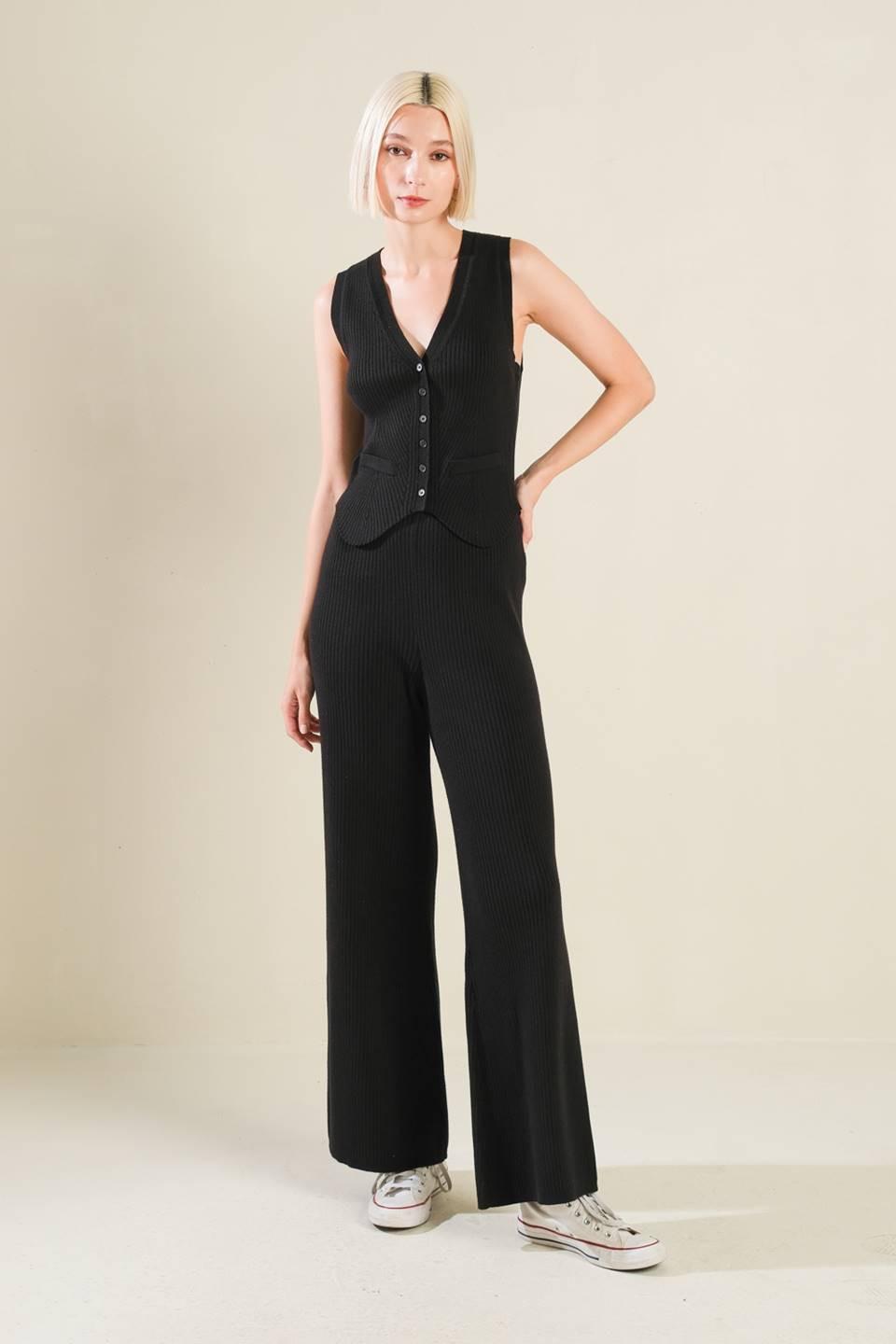 PANTALÓN DE PUNTO NEGRO REGAL RISE