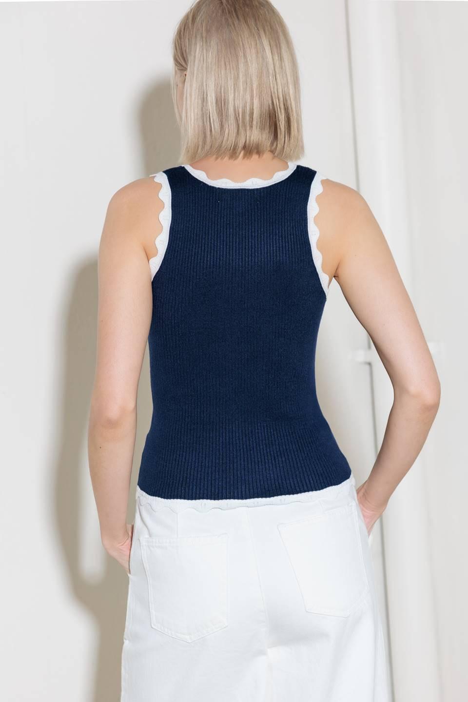 DEEP CONNECTION NAVY KNIT TANK TOP