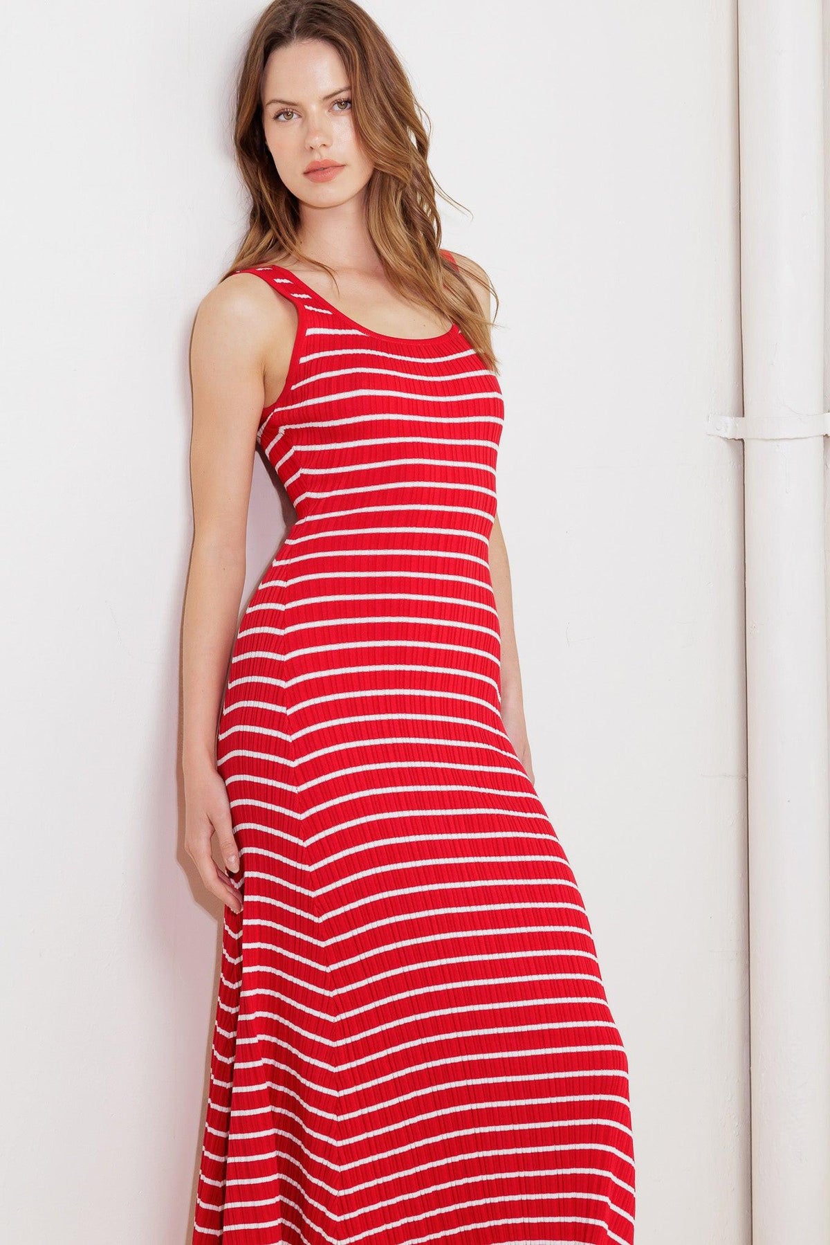 SOFT SIDE OF RED KNIT MIDI DRESS