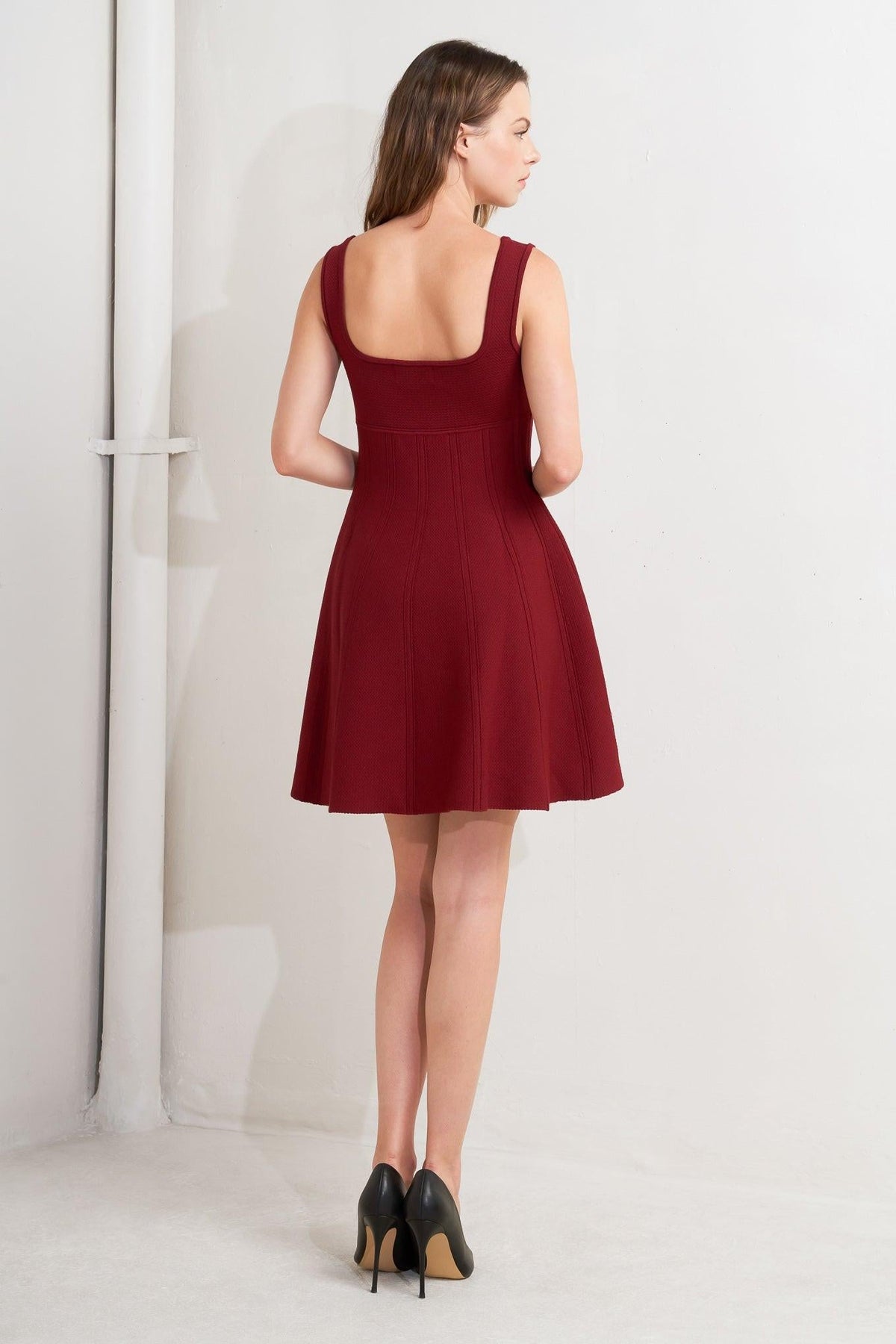 SKATER IN WINE SWEATER MINI DRESS