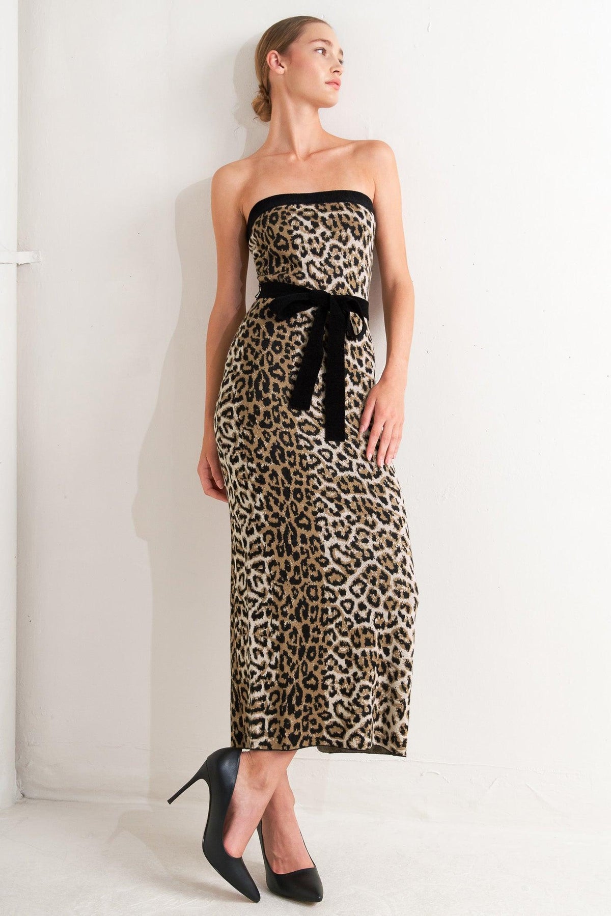 VESTIDO MIDI DE PUNTO CON ESTAMPADO DE LEOPARDO WILD ROMANCE
