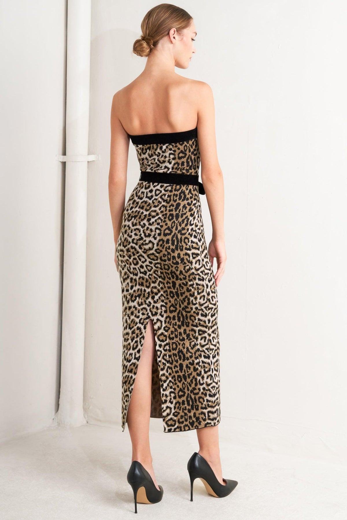 VESTIDO MIDI DE PUNTO CON ESTAMPADO DE LEOPARDO WILD ROMANCE