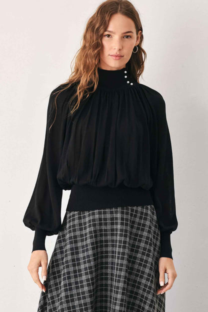 MACADAMIA DRAPED SWEATER KNIT TOP