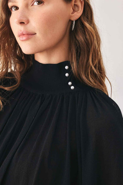MACADAMIA DRAPED SWEATER KNIT TOP