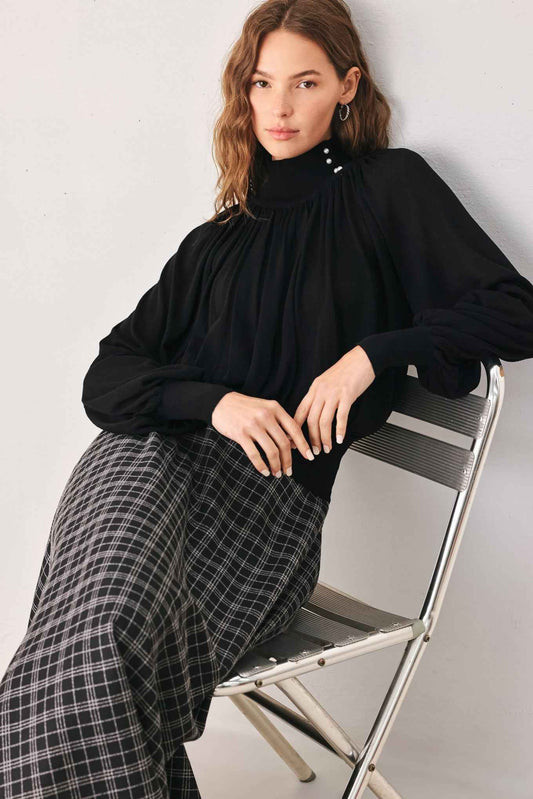 MACADAMIA DRAPED SWEATER KNIT TOP