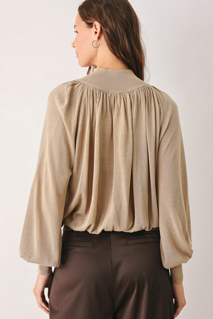 MACADAMIA DRAPED SWEATER KNIT TOP