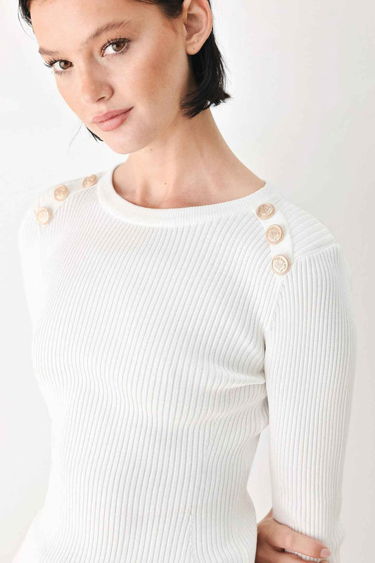 SOFT CREAM CLASSIC RIB SWEATER TOP