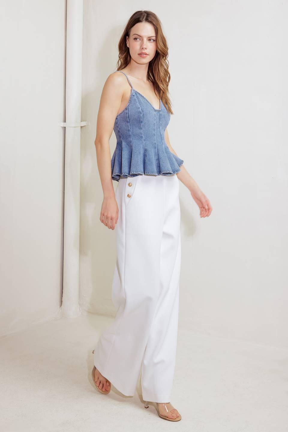 TOP CAMISERO DE MEZCLILLA CLARA SANDY WALTZ