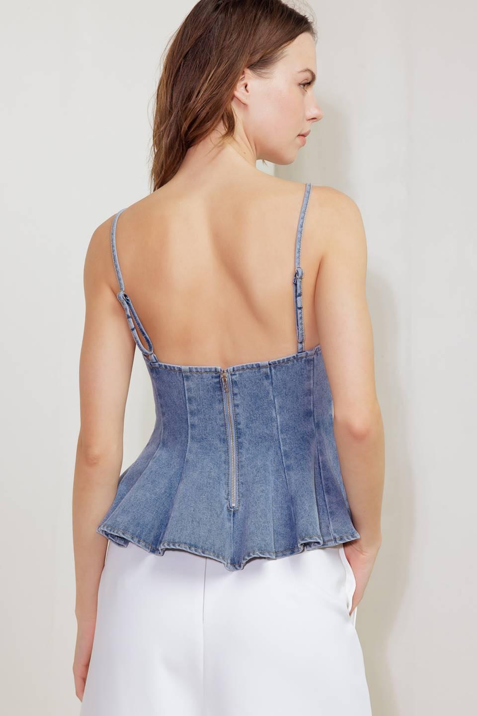 TOP CAMISERO DE MEZCLILLA CLARA SANDY WALTZ