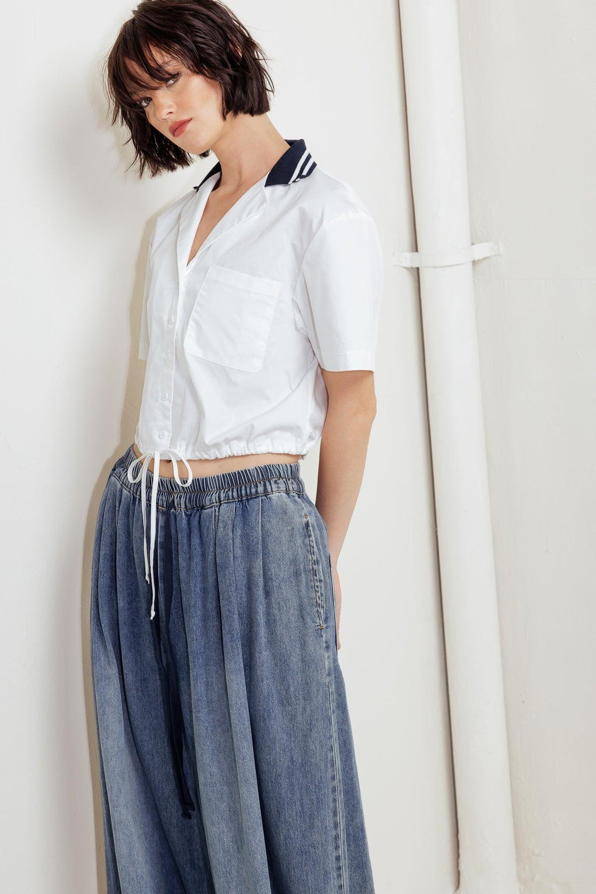 COASTAL COLLAR WOVEN CROP TOP