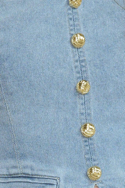 ANGEL WINGS AND CHAMOMILE DENIM TOP