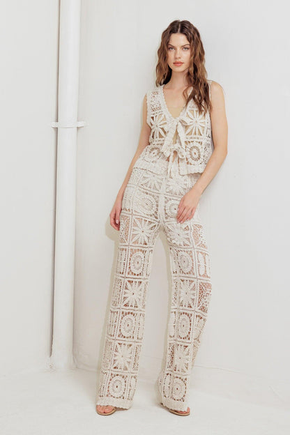 COASTAL BREEZE CROCHET VEST AND PANT SET