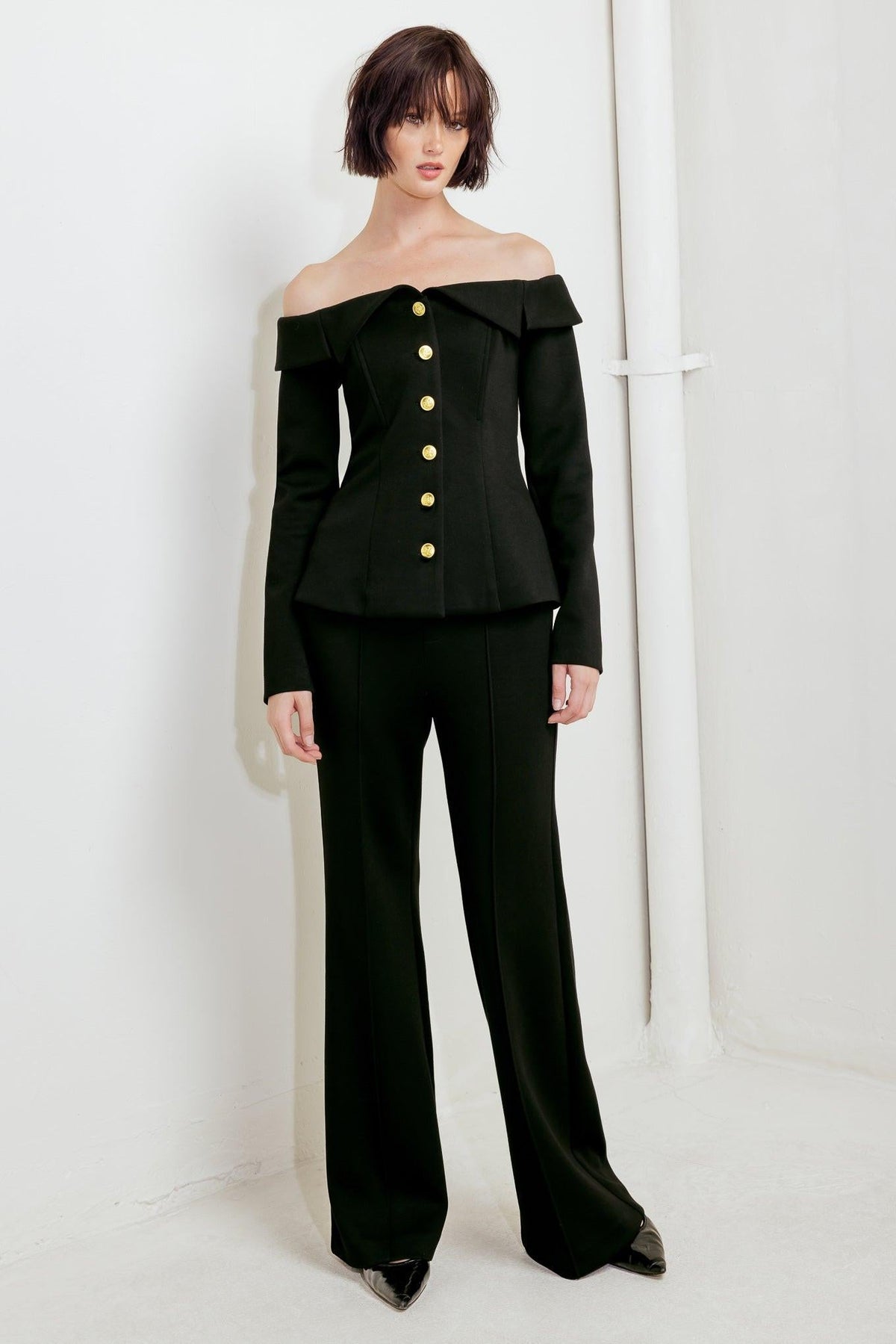 MODERN FLOW BLACK WOVEN TOP