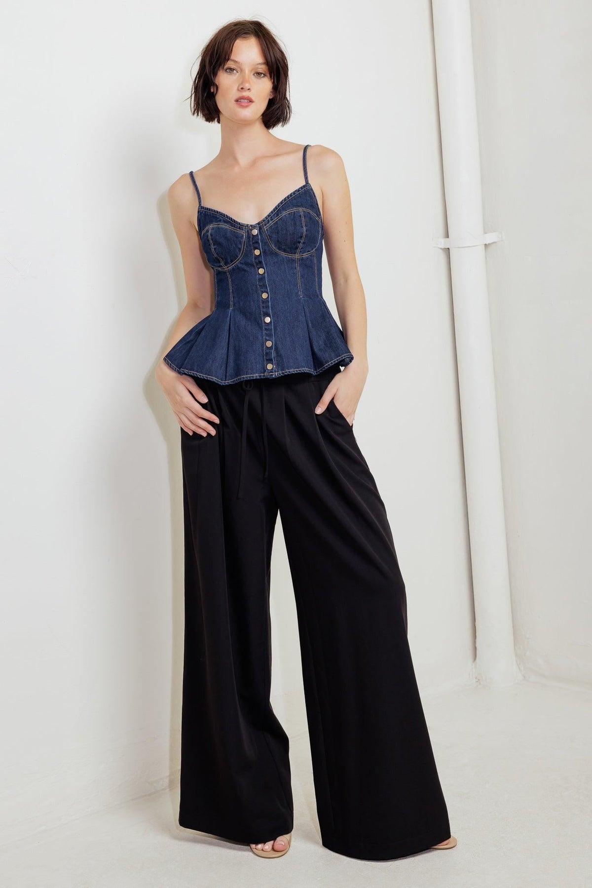 SILENT AUTHORITY DENIM CAMI TOP
