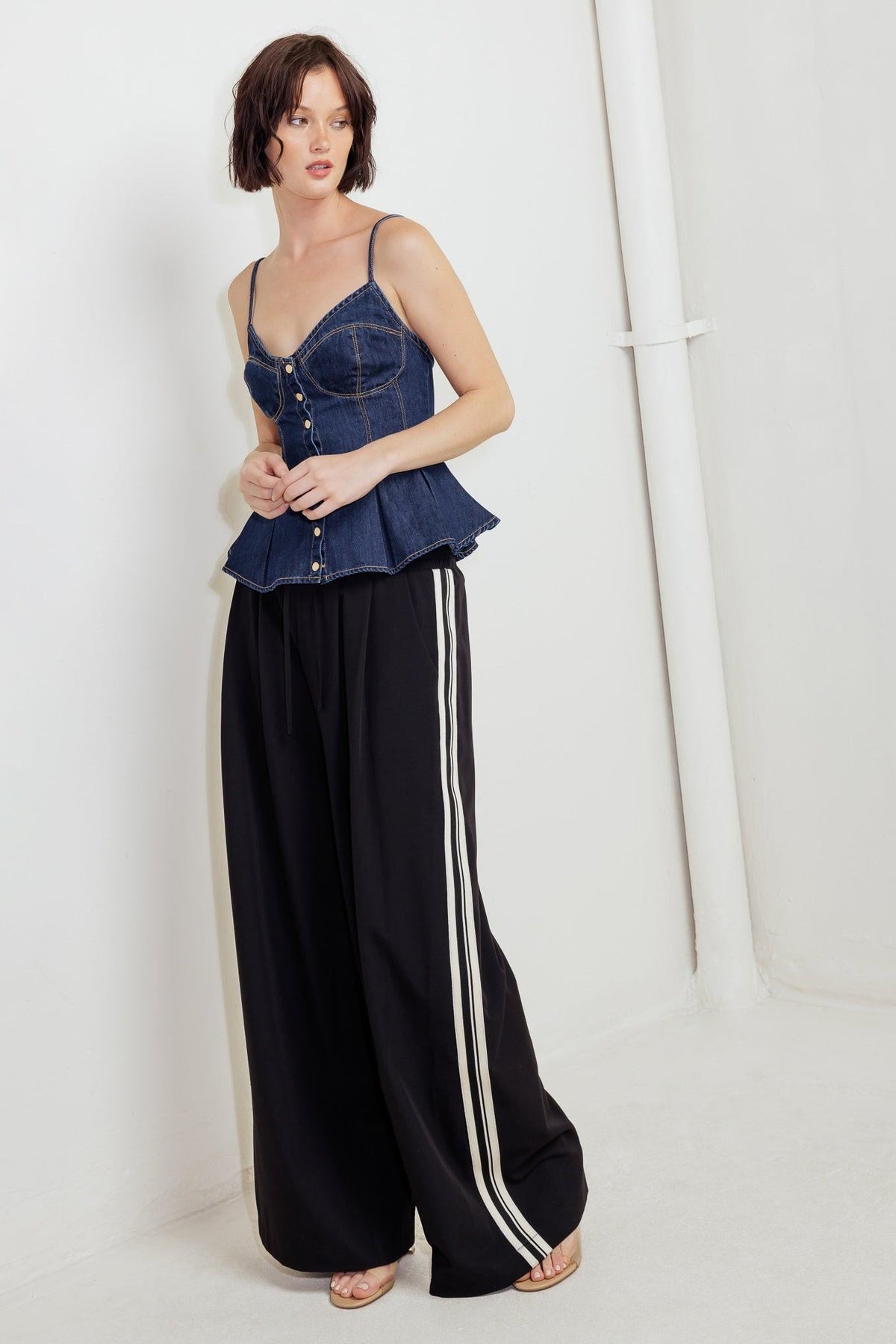 SILENT AUTHORITY DENIM CAMI TOP