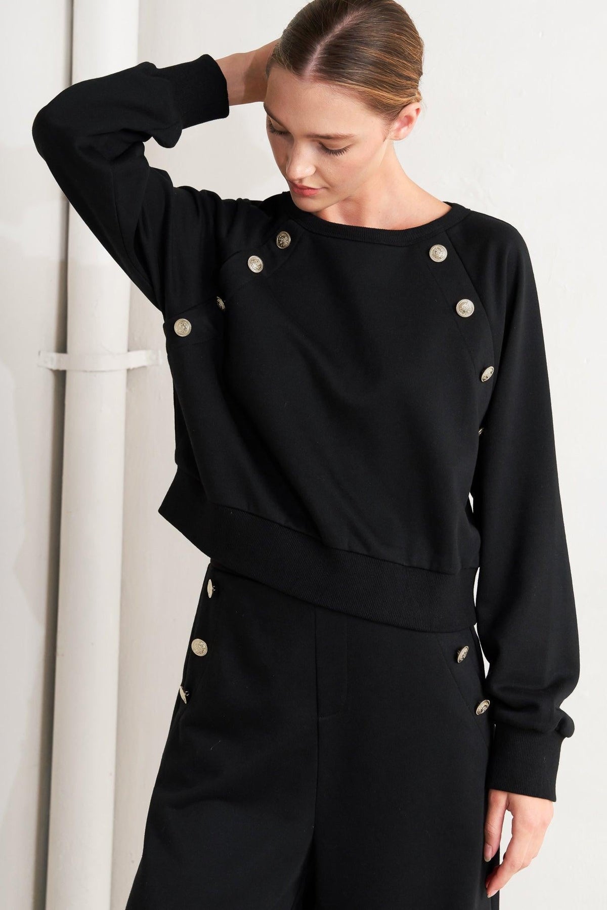 BLACK REGIMENT WOVEN TOP