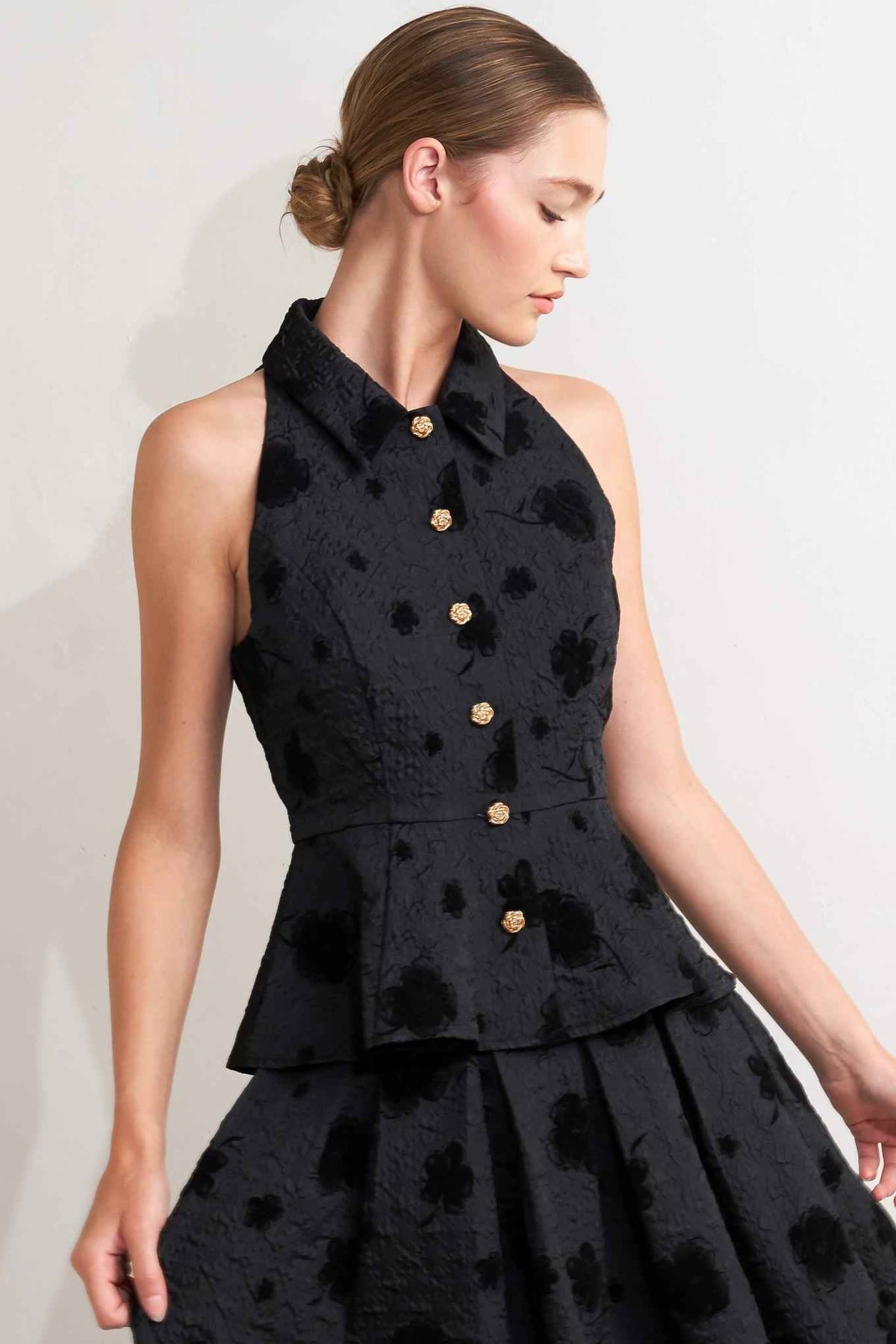 NOIR BLOOMING ROMANCE WOVEN TOP