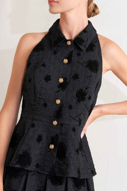 NOIR BLOOMING ROMANCE WOVEN TOP