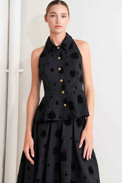 NOIR BLOOMING ROMANCE WOVEN TOP