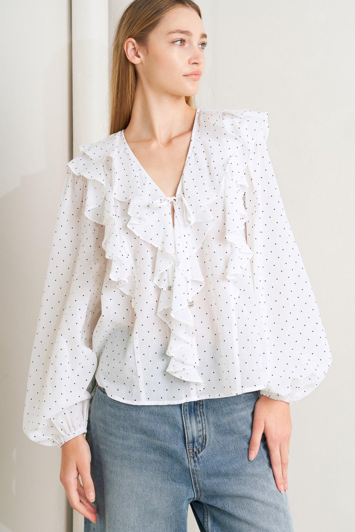 MADE OF DREAMS POLKA DOT WOVEN TOP