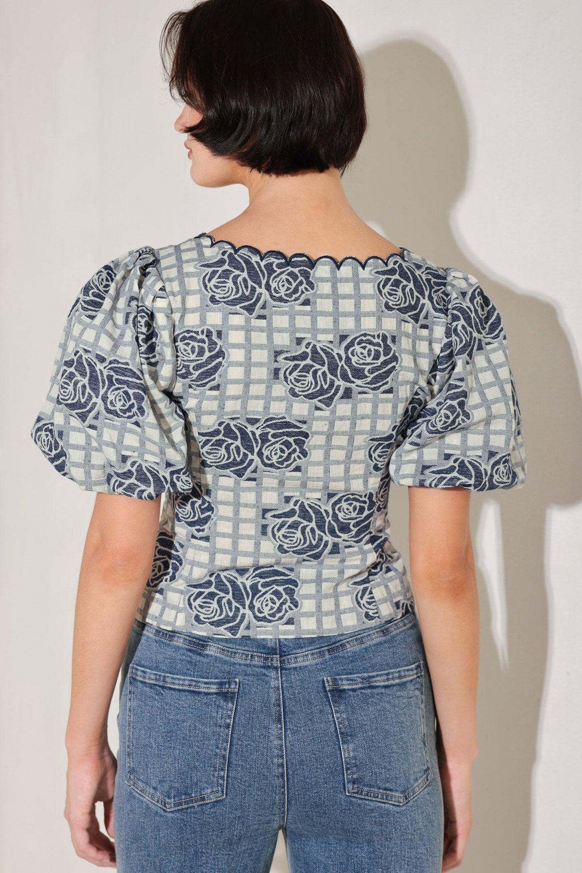 TOP DE JACQUARD TEJIDO CON ESTAMPADO DE CUADROS SWEET