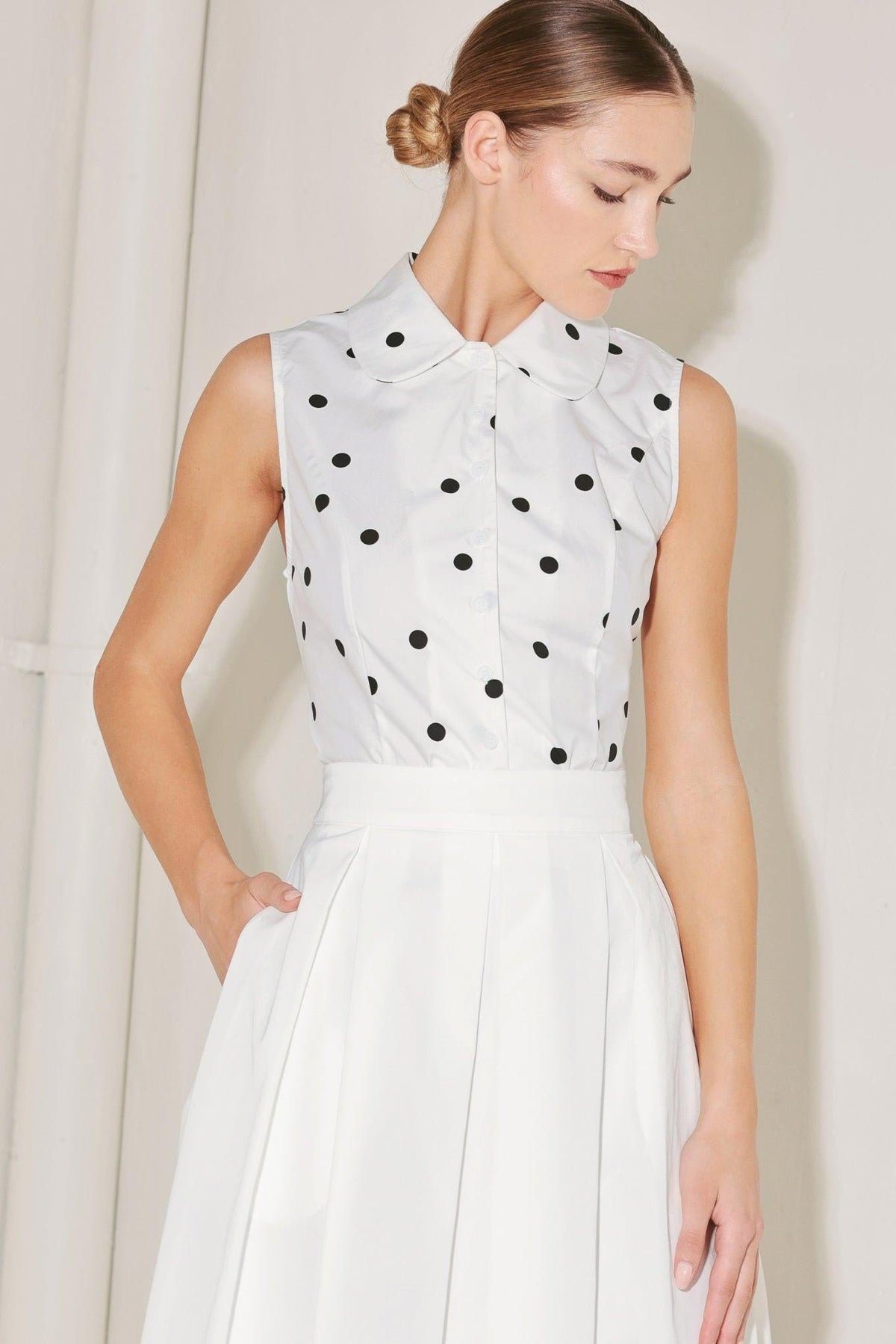 TOP TEJIDO POLKA CAFÉ NOIR