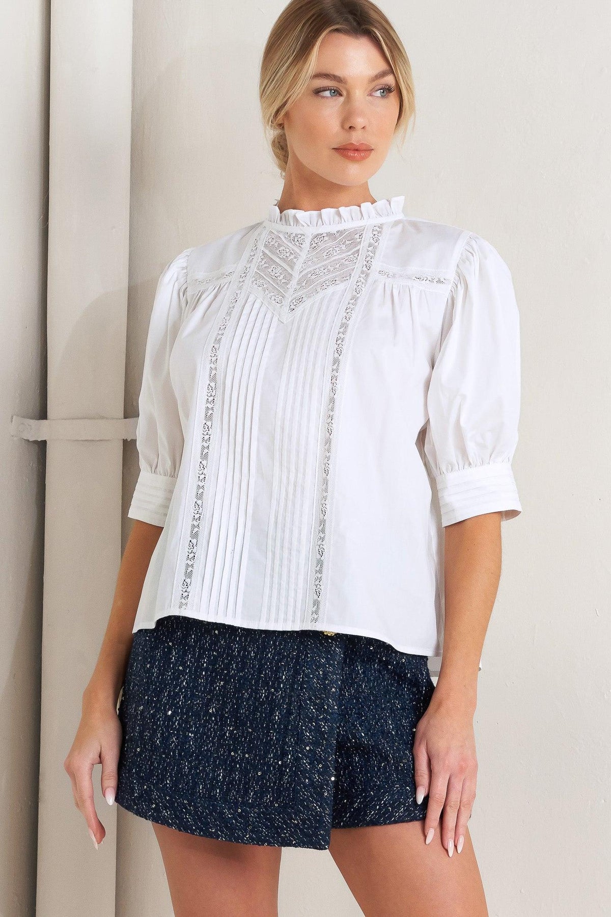 PURE POETRY VICTORIAN WOVEN TOP